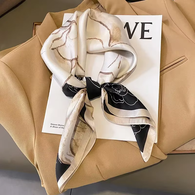 Foulard carré de luxe pour femmes, châle en soie, sensation de soie, Hijab en Satin, enveloppes de m