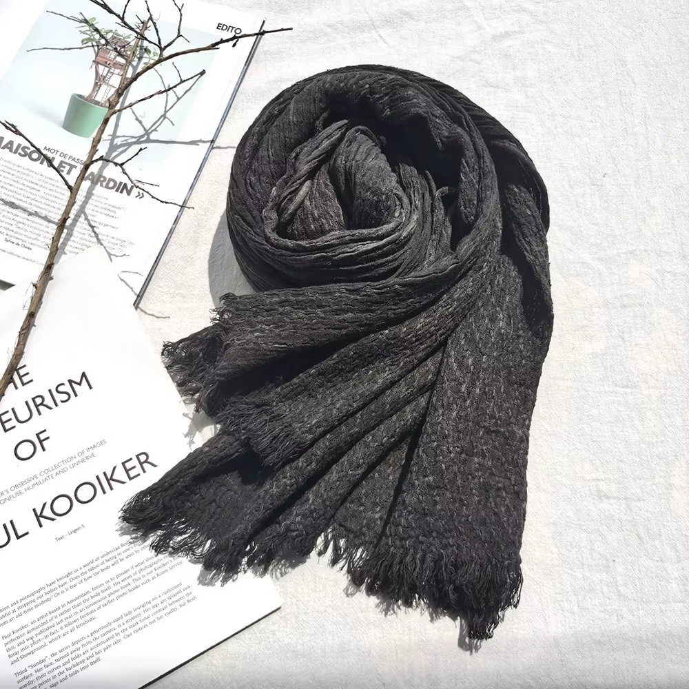 Écharpe en coton et lin de grande taille pour hommes, écharpes chaudes pour hommes, foulard de la pr