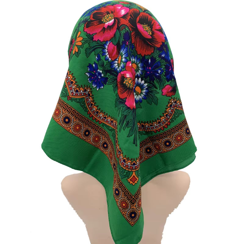 Foulard Imprimé Floral Rétro pour Femme, Bandana Carré, Châle, Bande de Sauna, Russe, National