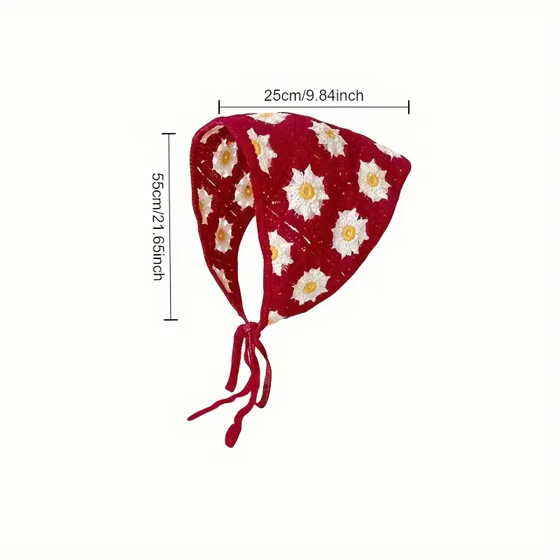 Bandeau écharpe Triangle tricoté élégant pour femmes, mode fille fraise, motif polyvalent, accessoir