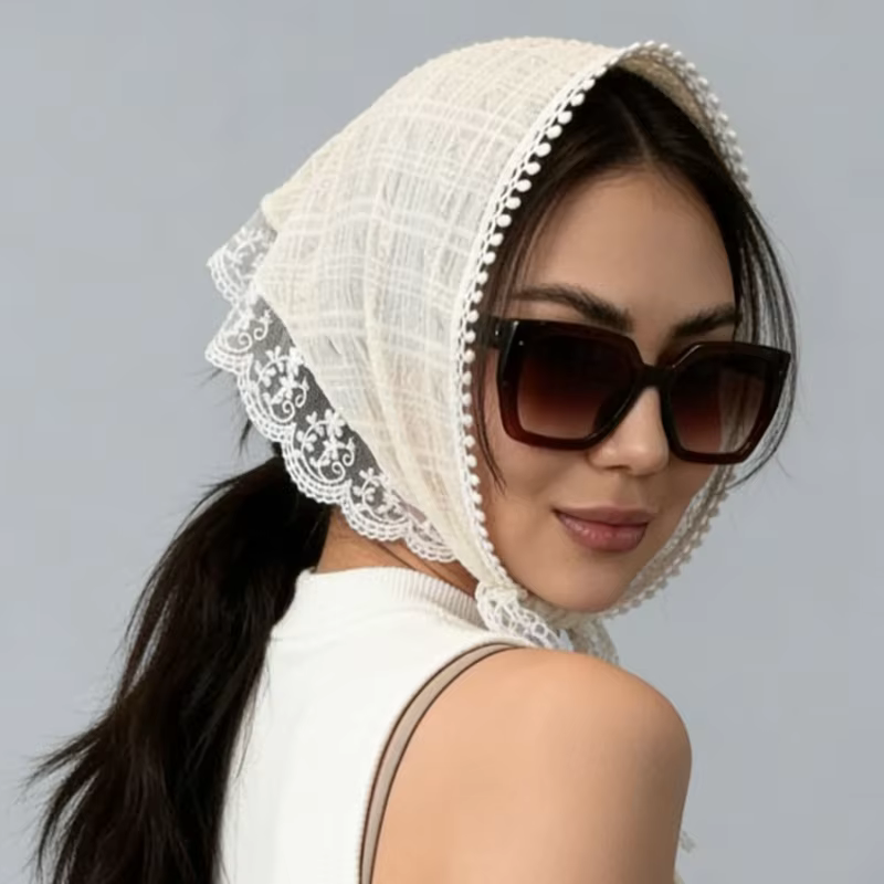 Nouveau foulard rétro en dentelle 2026 pour femme, style français, écharpe triangulaire d'été, foula