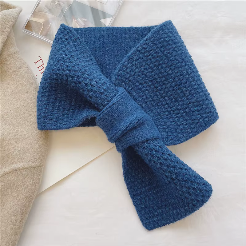 Petite écharpe tricotée pour femmes, tendance, cache-cou paresseux, croisé, Style coréen, polyvalent