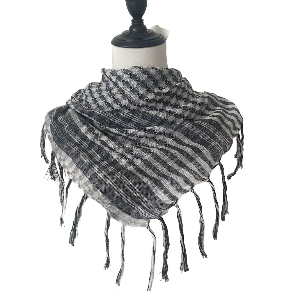 Grand foulard arabe Shemagh avec pompon, Costume du désert, Bandana Keffiyeh pour hommes et femmes