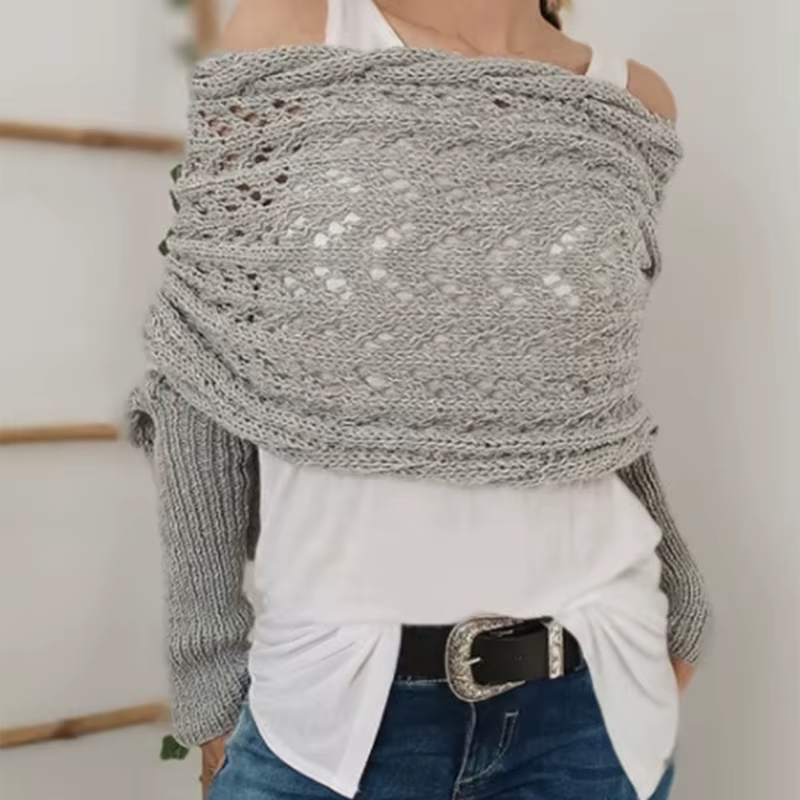 Écharpe multifonctionnelle à manches pour femmes, châle d'hiver avec manches, couleur unie, écharpe