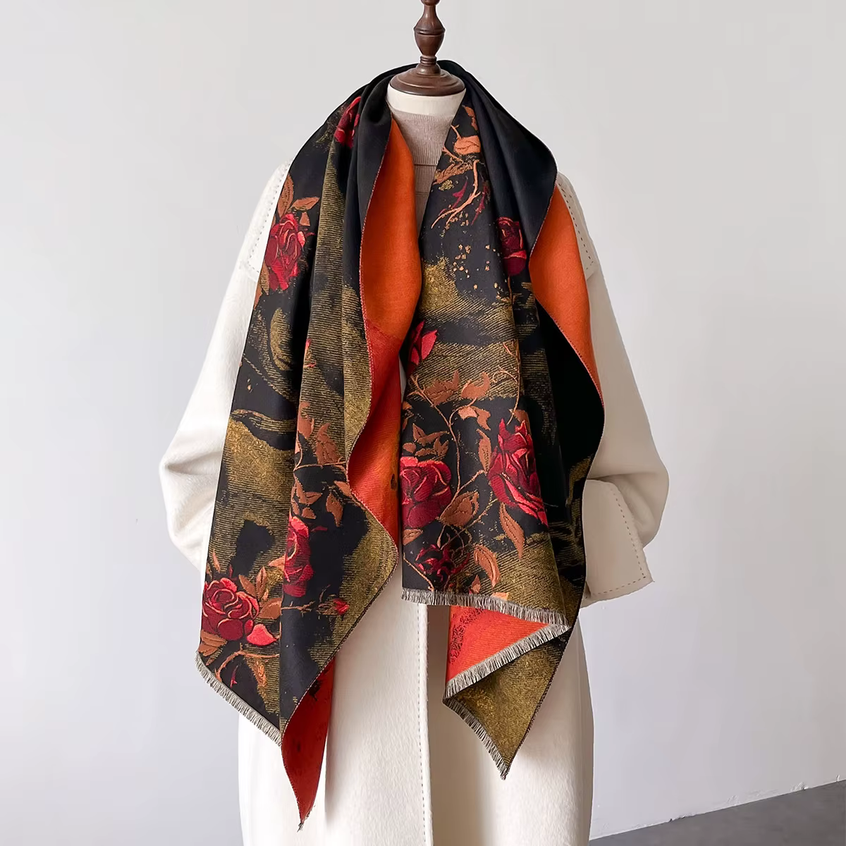 Écharpe chaude en cachemire pour femme, châle imprimé Floral, couverture épaisse de luxe, Bufanda Pa