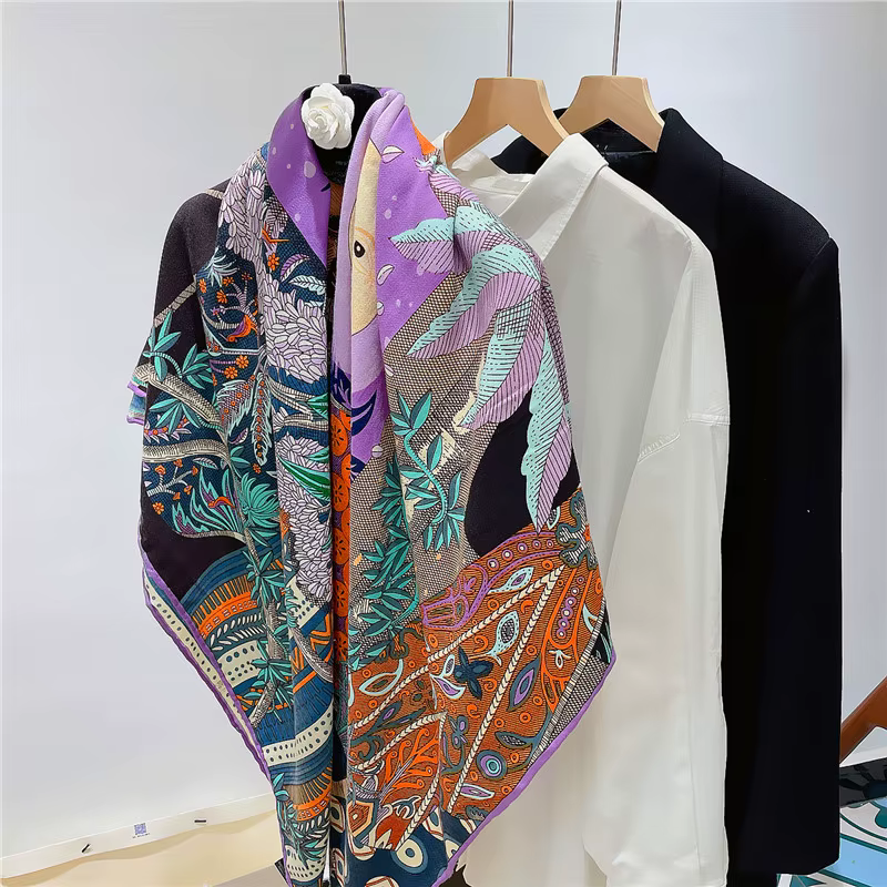 135cm soleil monde imprimer hiver soie cachemire écharpe châles garder au chaud Pashmina femmes foul