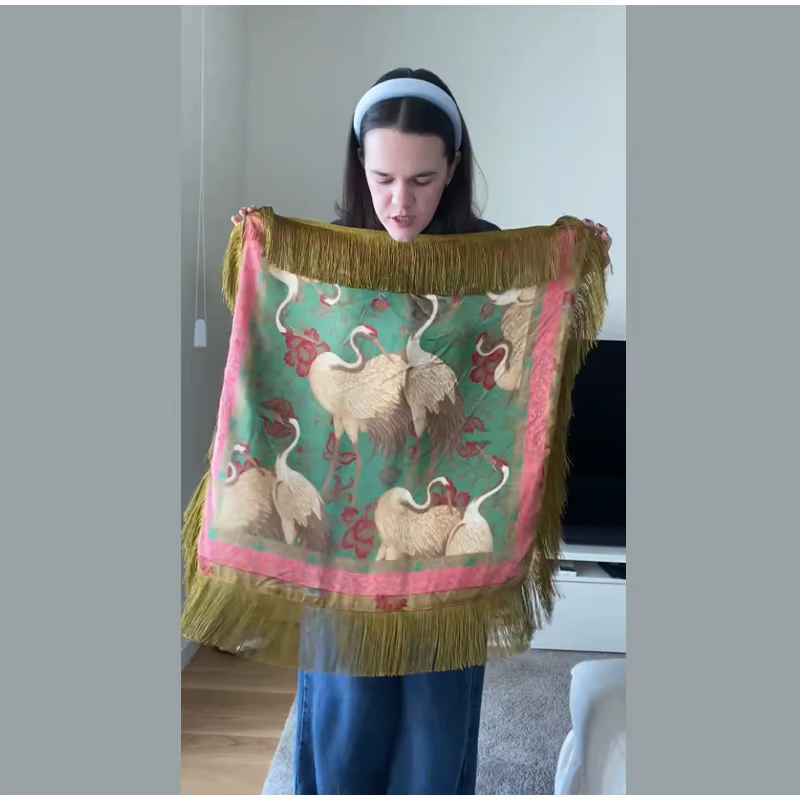Écharpe bandana réversible en tricot à imprimé cachemire pour femme, grand carré avec franges, acces