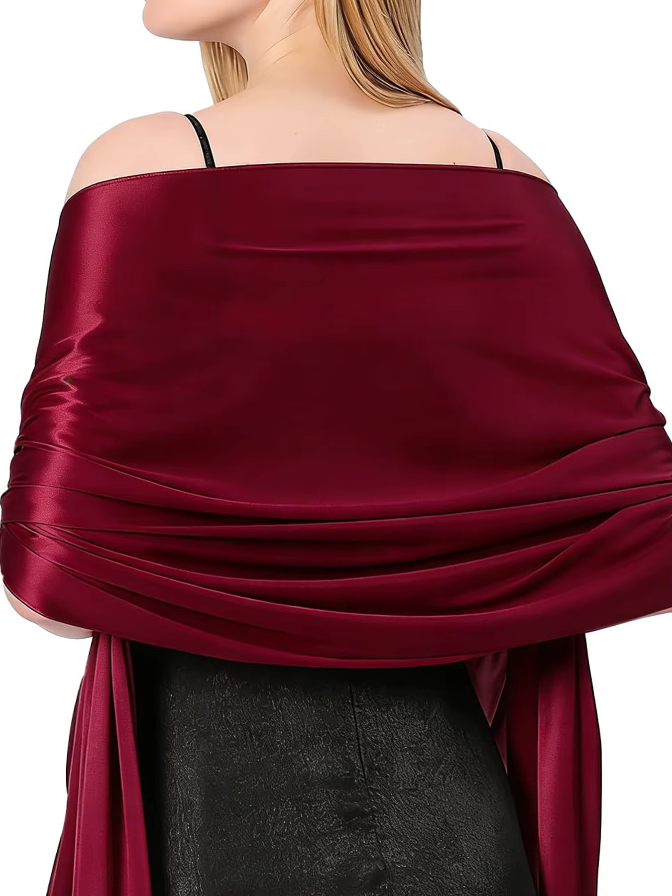 Châle en satin pour femmes, idéal pour les robes de soirée - Longue écharpe soyeuse pour couvrir les