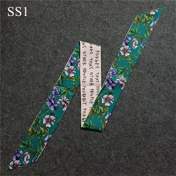 Écharpe de Sac à Imprimé Floral pour Femme, Foulard de Tête Slim, Longue Poignée, Nouvelle Marque de