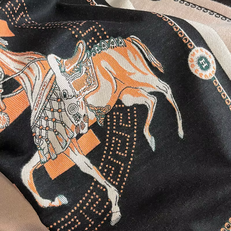 Écharpe de luxe en Faux cachemire pour femme, vêtement d'hiver à la mode, petit cheval, épais, chaud
