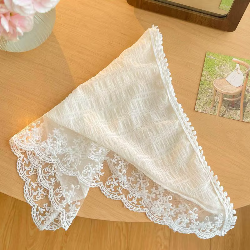Élégant foulard long coréen en dentelle avec nœud 2-en-1, écharpe de cou et bandeau pour femme, mode