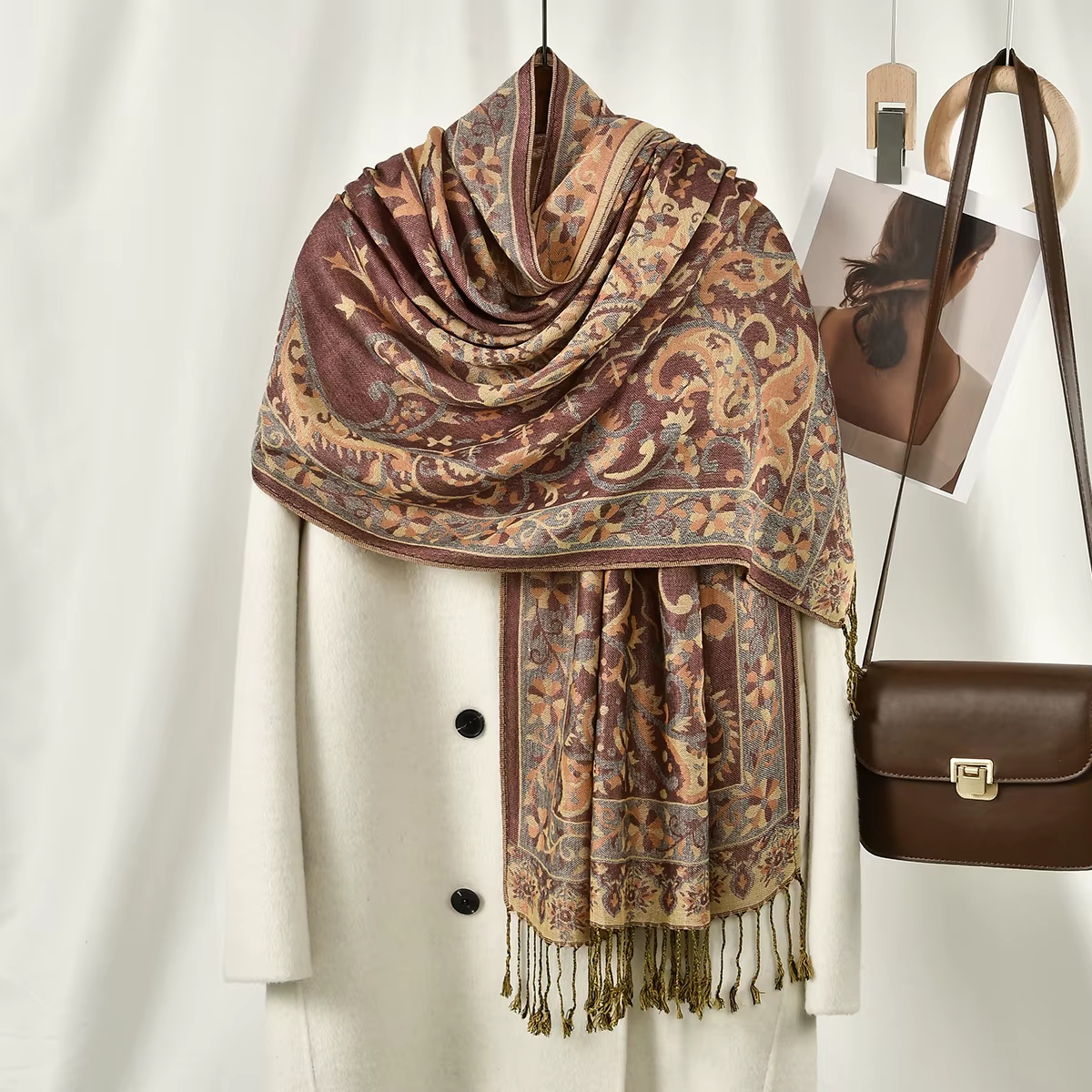 Paisley écharpe Hijab cachemire sentiment Pashmina châles gland Hijab bandeau Femme hiver foulards F