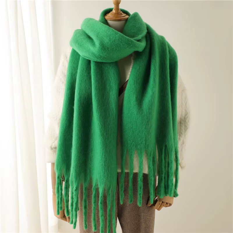 Écharpe Mohair couleur unie polyvalente hiver chaud écharpe étendue hommes et femmes Style européen 