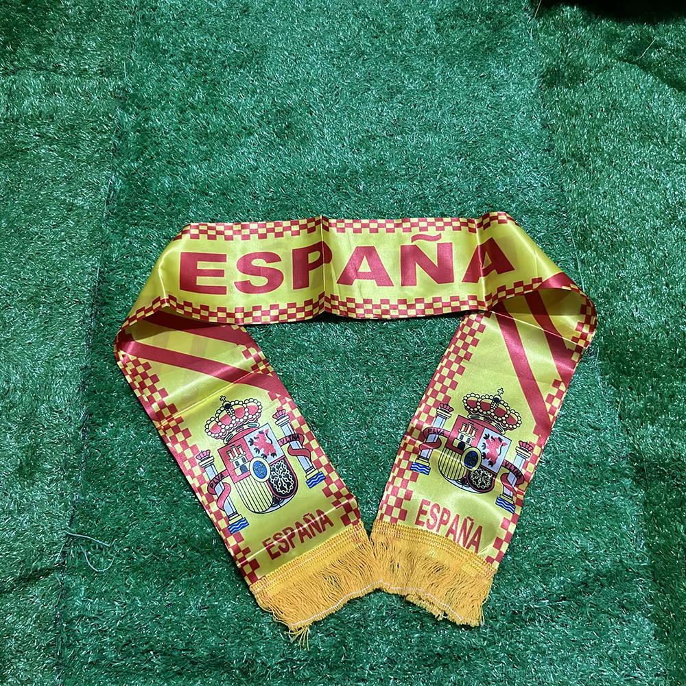 Écharpe Drapeau Ciel d'Espagne 14x130cm, Imprimé Double Face Satin Football GérEspagne, Drapeaux Ban