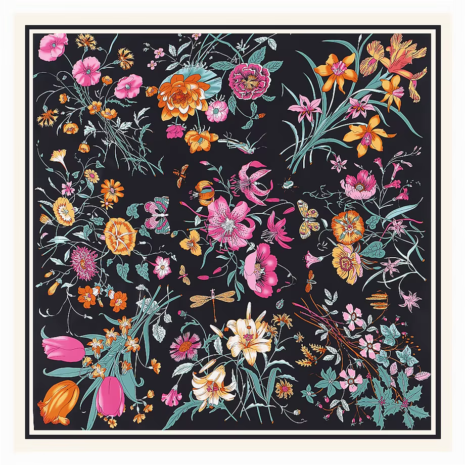 Foulard en soie de luxe pour femmes, grand châle, Design Floral, carré, Bandana, mode, foulard, 130C