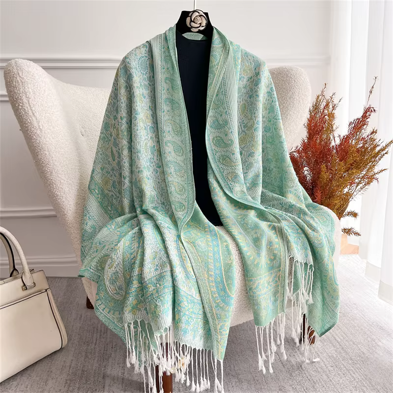Bohème automne écharpe cachemire femmes Jacquard Pashmina conception florale femme épaisse couvertur