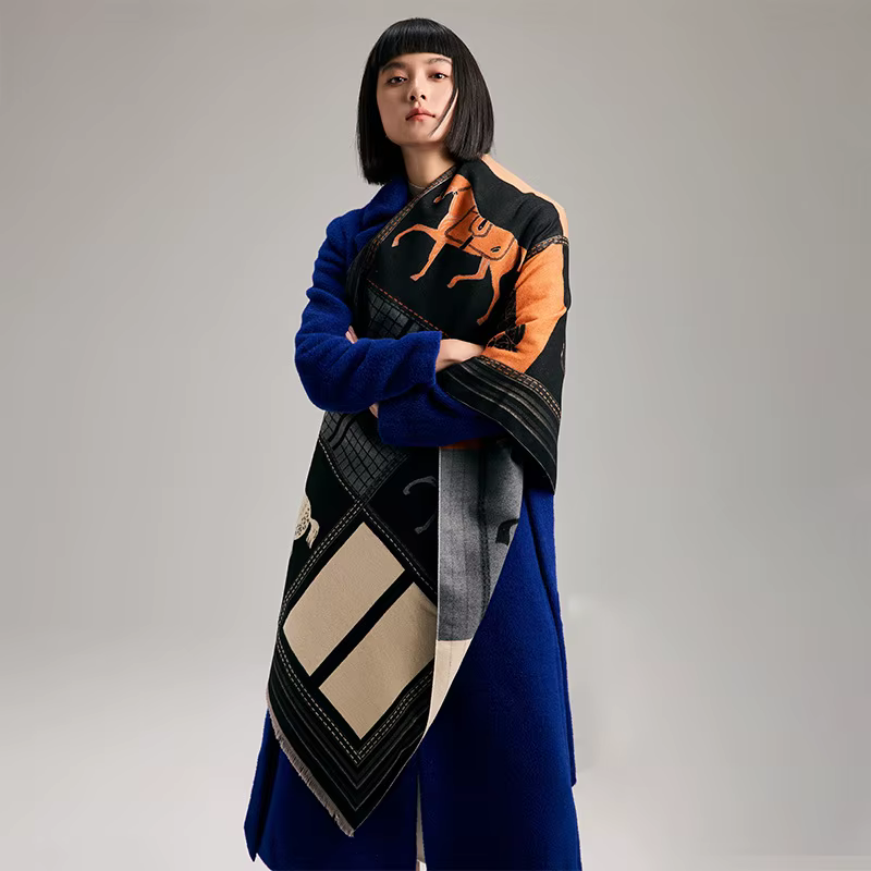 Automne hiver écharpe femmes Pashmina châles cheval imprimé enveloppes couverture en cachemire chaud