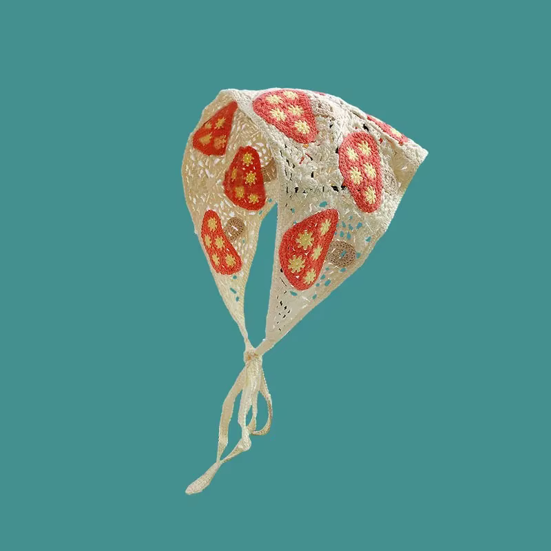 Foulard triangulaire en tricot vintage pour femme, nouveau bandeau à découpes en crochet, bandanas p