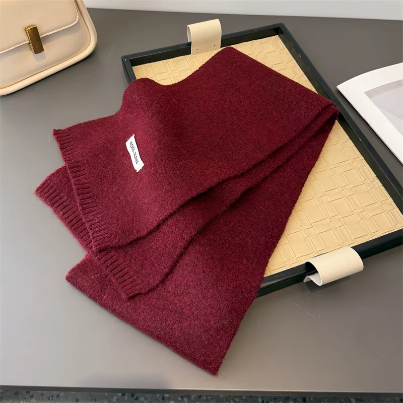 Styles coréens de luxe couleur unie hiver chaud tricoté écharpe femmes châles simples dame doux enve