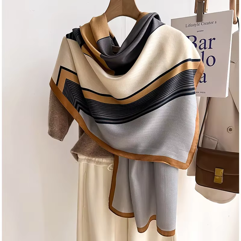 Luxury Brand Scarf  Wool Cotton Shawl Lady Wrap Large Pashmina Hijab Headband Scarves Autumn Winter 