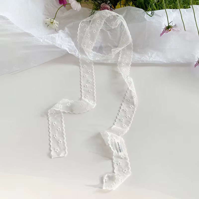 Écharpe longue en soie tendance Star Lace pour femme, foulard bohème vintage en soie, pour le cou et