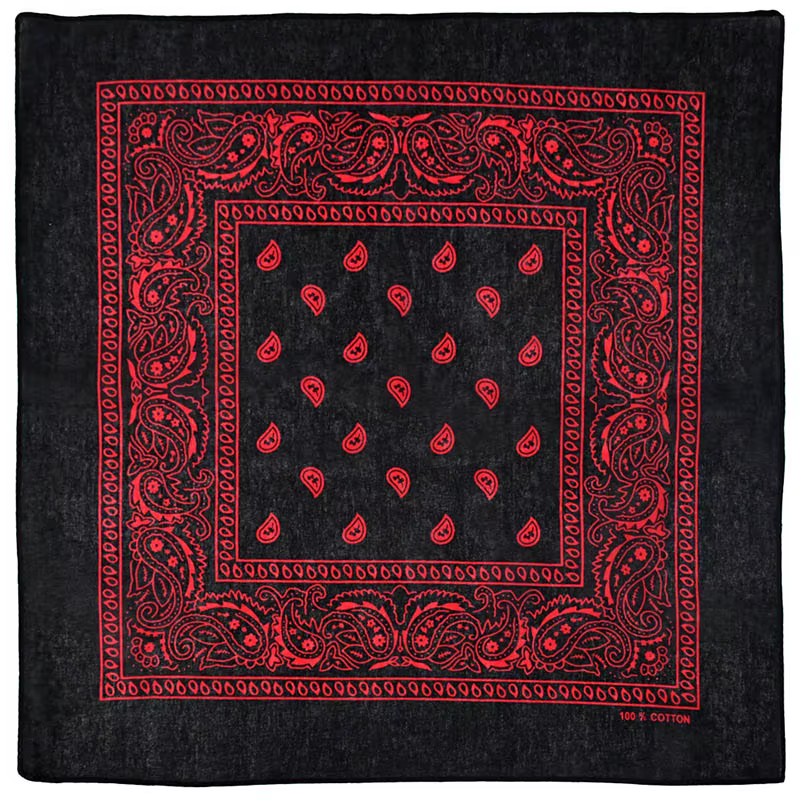 Foulard Bandana Hip Hop noir unisexe, bandeau pour cheveux, couvre-chef Paisley, bandeau de poignet,