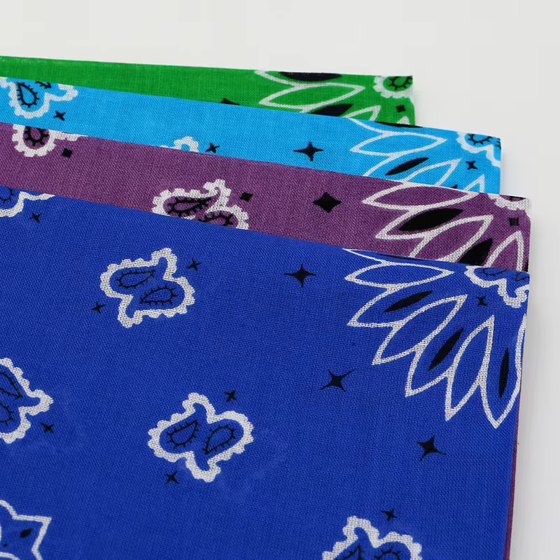 Hip-hop hommes Bandana écharpe imprimé Paisley en bleu vert violet couleur coton bandeau mouchoirs
