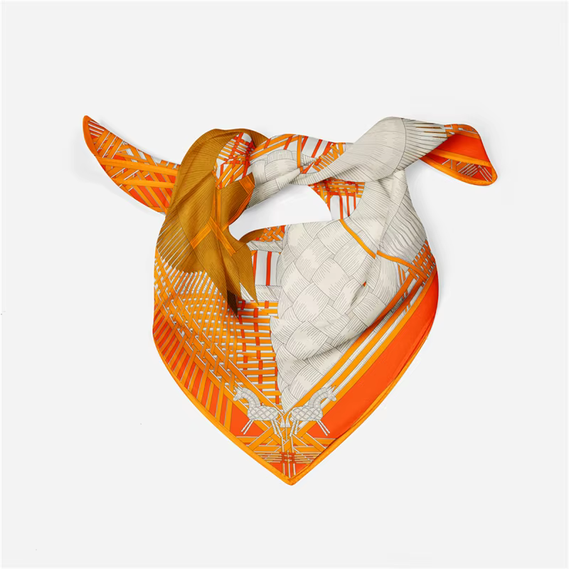 Foulard carré imprimé double cheval pour femme