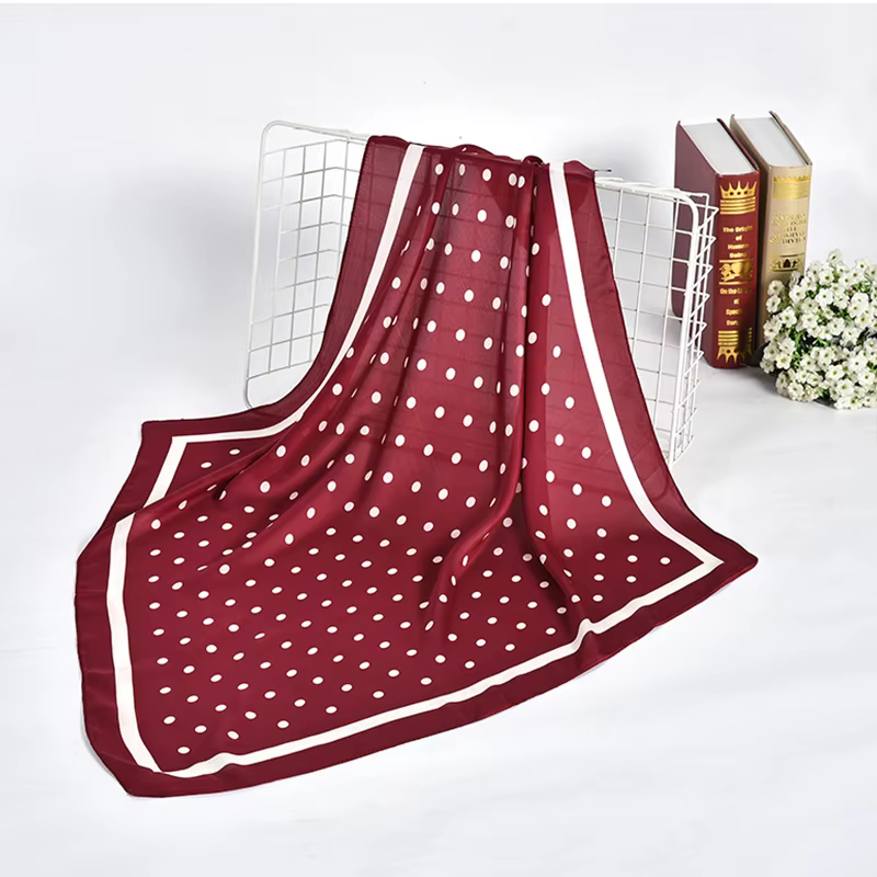 Foulard carré en soie imitée pour femmes musulmanes
