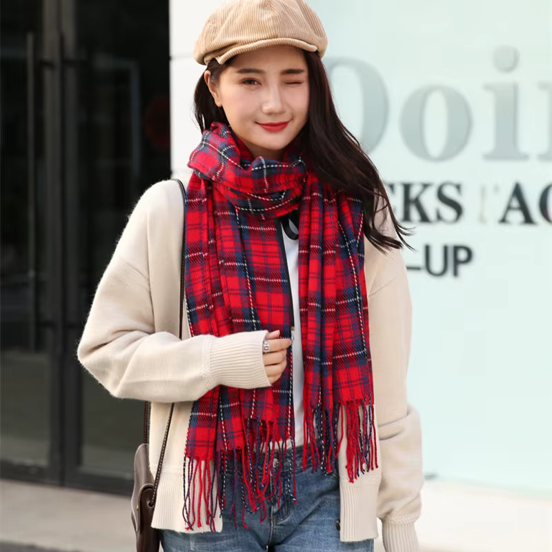 Femmes cachemire foulards automne hiver nouveaux étudiants femme laine Plaid écharpe dame larges treillis Long châle couverture chaude Tippet