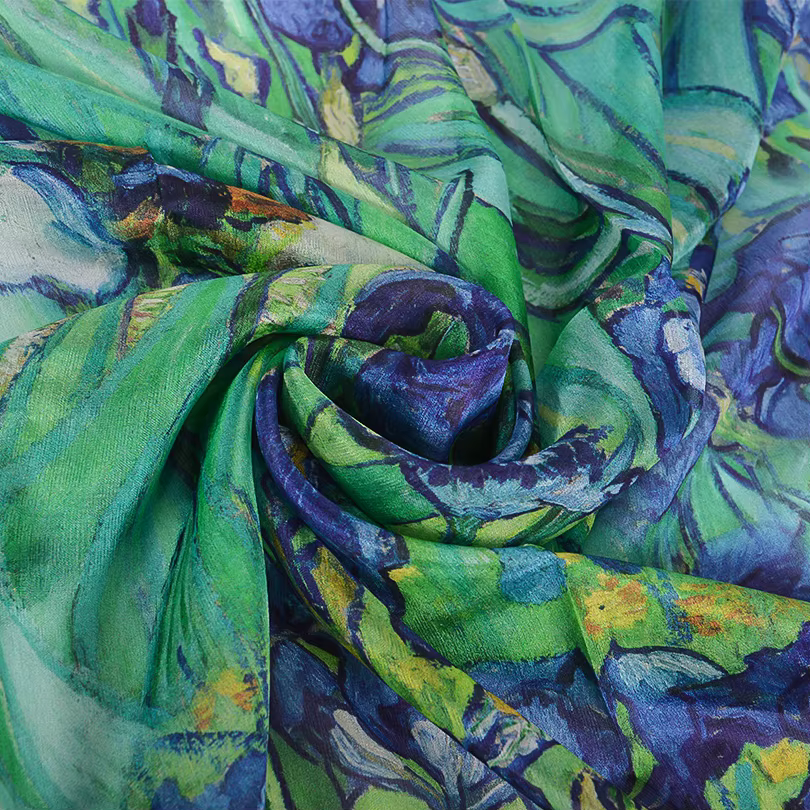 [BYSIFA] nouveau bleu vert foulard en soie châle femmes marque de mode 100% Pure