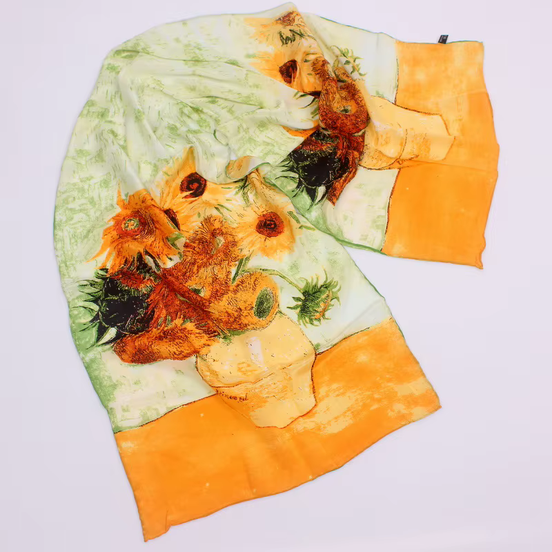 DANKEYISI – écharpe longue en soie Pure Van Gogh pour femmes