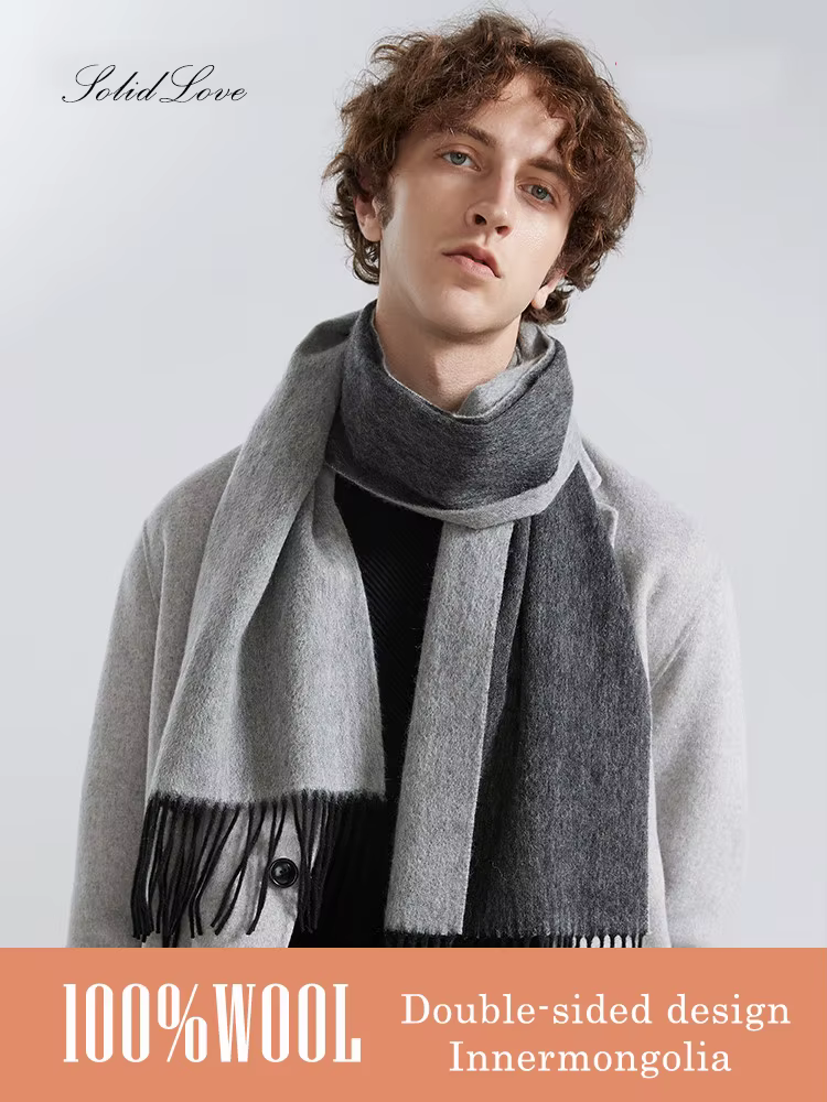 Écharpe en laine à carreaux double face pour hommes