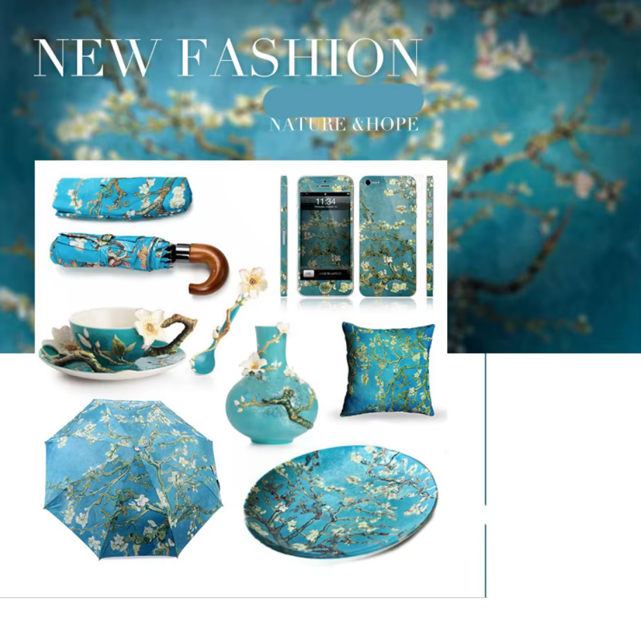Espagne luxe foulard en soie femmes concepteur Van Gogh peinture à l'huile florale châles