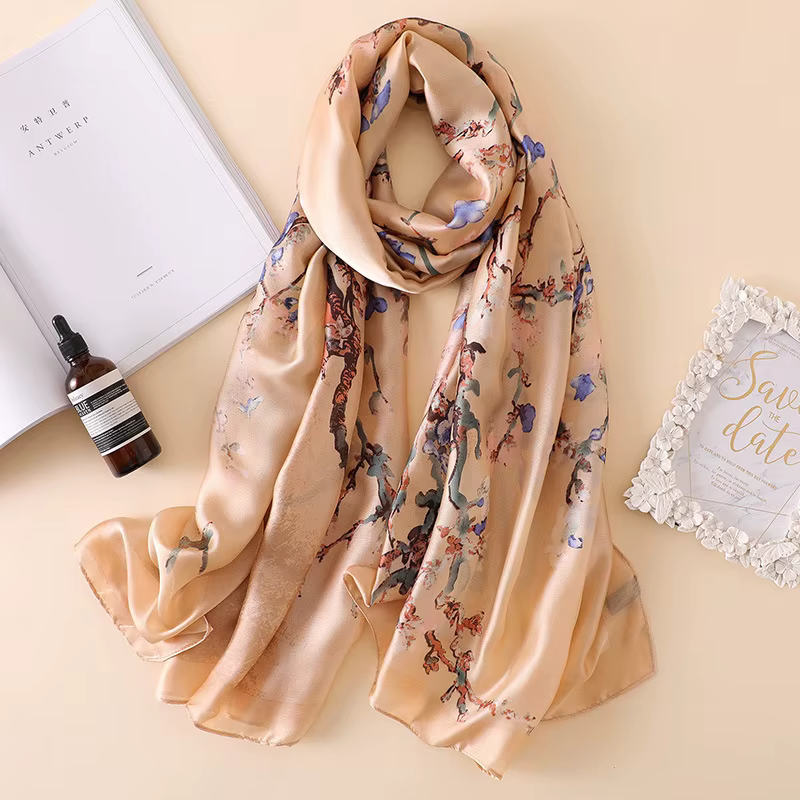 Espagne luxe foulard en soie femmes concepteur Van Gogh peinture à l'huile florale châles