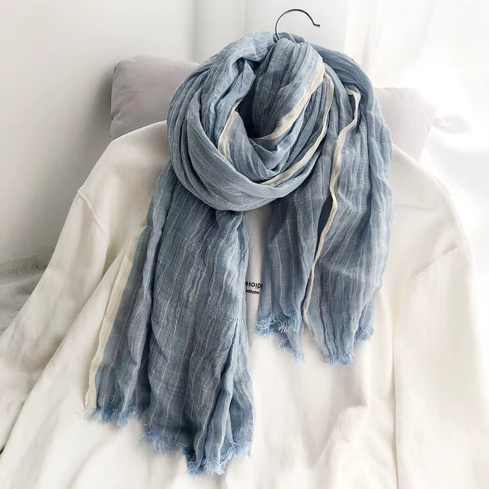 Écharpe en Coton et Lin à Rayures pour Homme