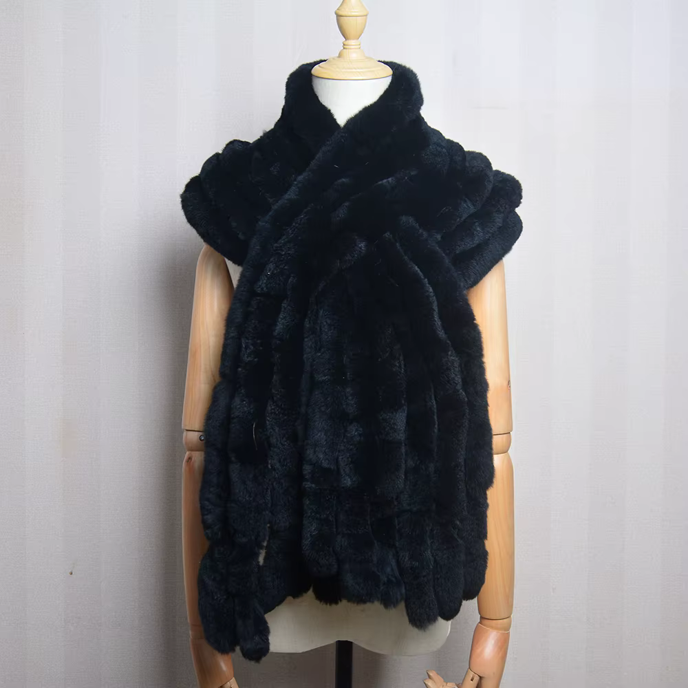 Écharpe de Luxe en Fourrure de Lapin Rex pour Femme