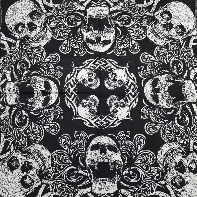 Crâne Bandana mode Hip Hop 100% coton carré écharpe noir Paisley vélo bandeau pour femmes/hommes/garçons/filles