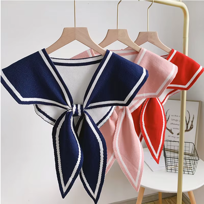 Mode tricot écharpe mignon cou plus chaud cercle faux col avant cravate