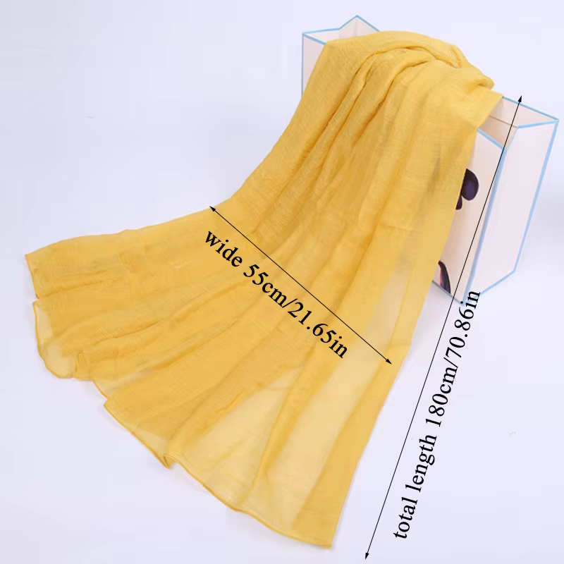 Longue écharpe en lin de coton de couleur bonbon pour femmes musulmanes