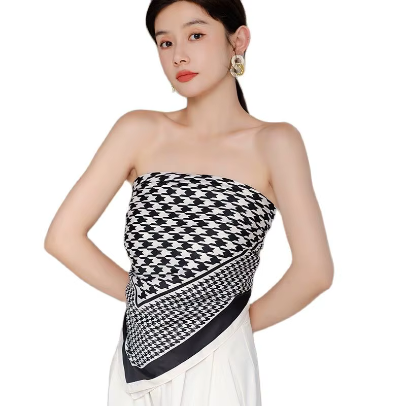 Foulard pied-de-poule à carreaux pour femmes