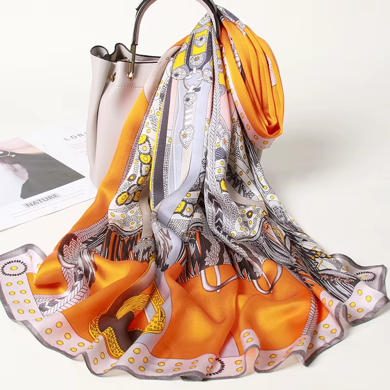 100% foulard en soie femmes longue impression