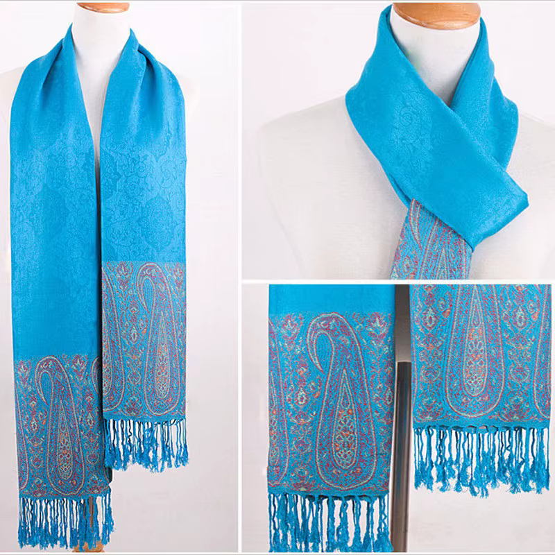 De l'inde écharpe Paisley Tippet surdimensionné ethnique Bufandas 100% coton hiver foulards Turquoise mode