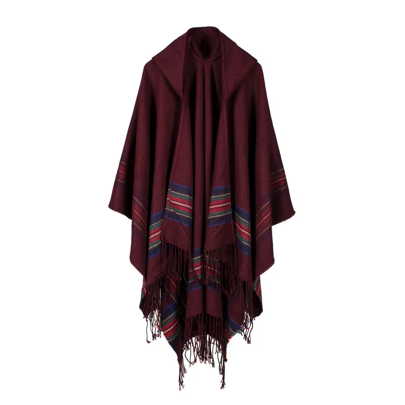 Nouveau design 100% foulard acrylique femme automne/hiver chaud mode cape poncho 130*150CM noir/gris/vin rouge/kaki tippet châle