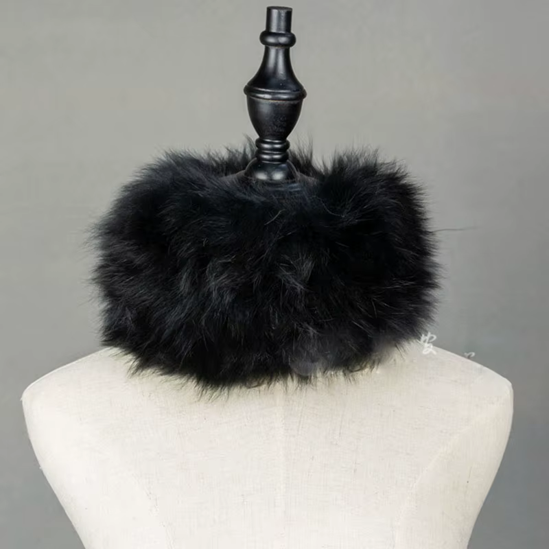 Véritable fourrure de raton laveur écharpe femmes tricoté hiver chaud foulards