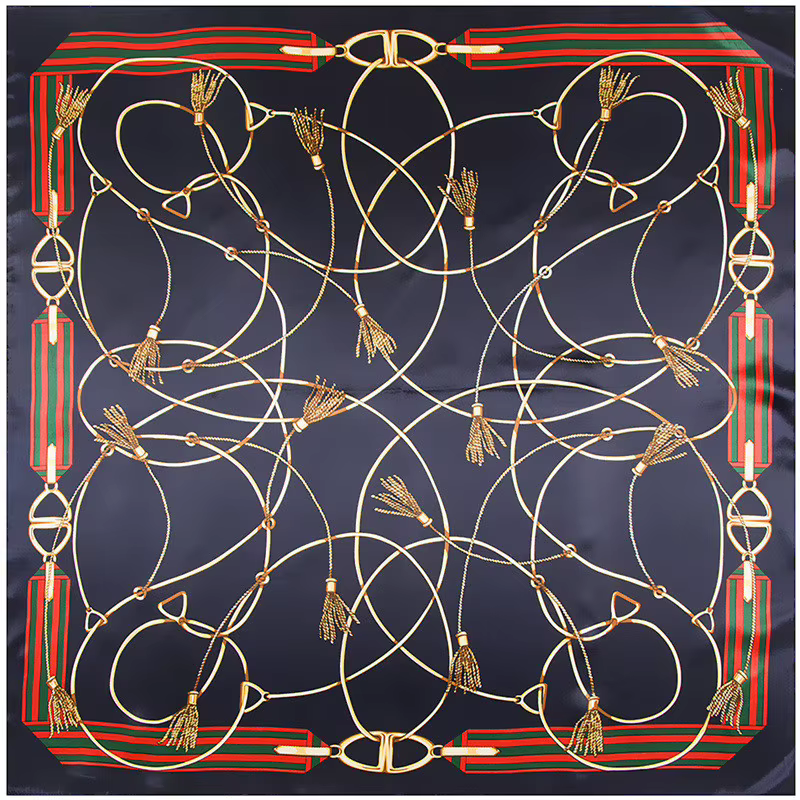 Foulard carré en soie imprimé pour femmes