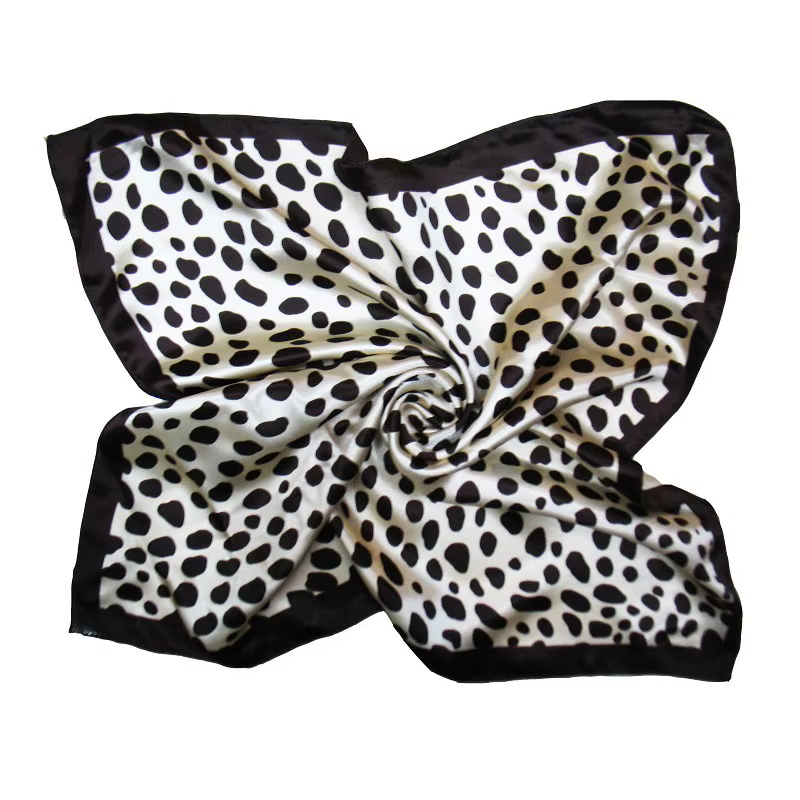 Foulard carré cravate à cheveux mode coréenne imprimé Animal léopard affaires petite tête cou Satin