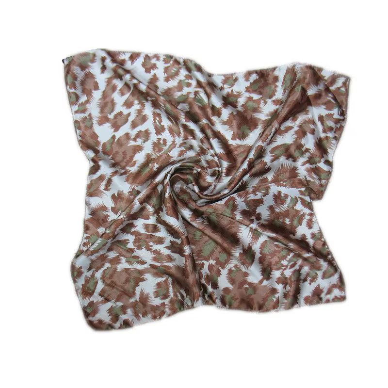 Foulard carré cravate à cheveux mode coréenne imprimé Animal léopard affaires petite tête cou Satin