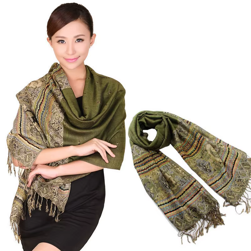 Nouvelle mode couleur bordeaux chinois femmes Pashmina Hijab Chal automne hiver offre spéciale foulards châle gland Bufanda 011506