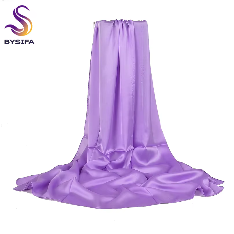BYSIFA – foulard en soie bleu clair pour femmes